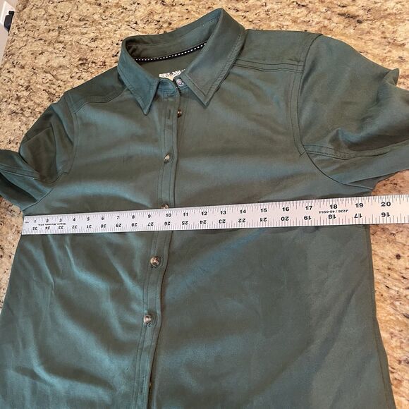 ANTHROPOLOGIE PILCRO S RELAXED FAUX SUEDE BUTTON DOWN SHIRT BLOUSE TOP GREEN - Picture 7 of 8